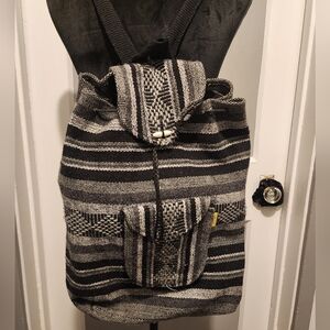 Black and White Striped Backpack